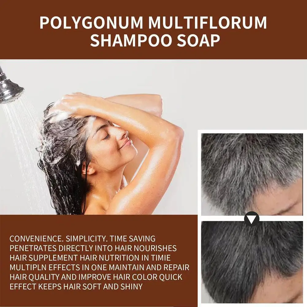 Hair Shampoo Gray White Hair Dye Canas Black Shampoo Soap Natural Smooth Moisturizing Nourishing Hair Care