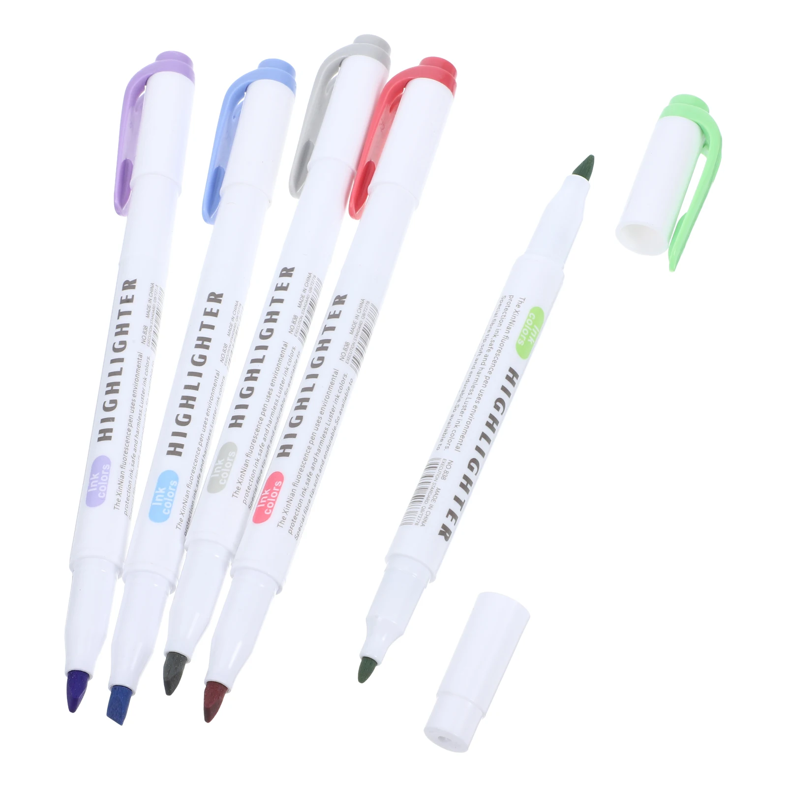 

5 Pcs Dual Tip Highlighter Pens Double Ended Markers Colored Brush Fluorescent Office School Supplies Multicolor