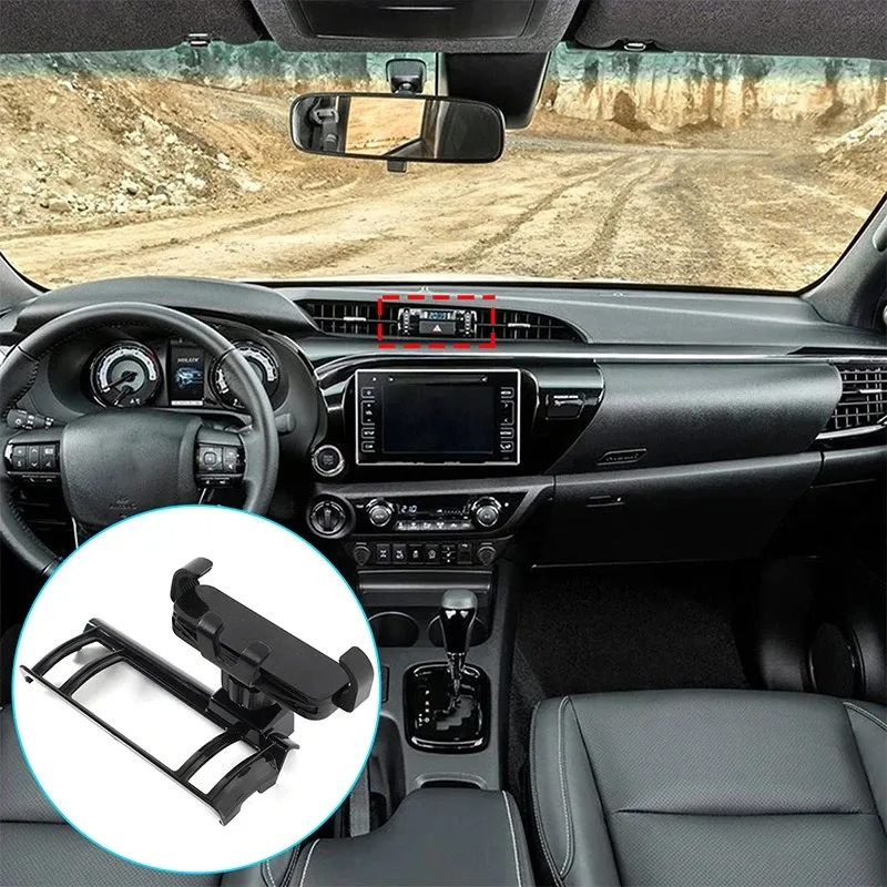 

For Toyota Hilux 17-23 ABS Black Car Car Phone Mount Holder Mobile Navigation Bracket Decoration Interior Car Accessories
