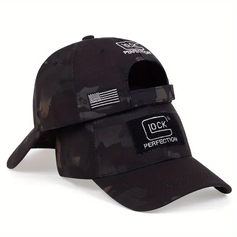 Men\'s Lock Camouflage Embroidery Hiphop Versatile Baseball Cap Adult Sunshade Hat Unisex Adjustable Hip Hop Baseball Cowboy Cap
