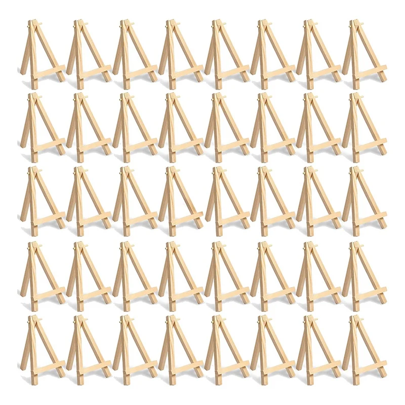 

60 Pack Mini Wooden Display Stand Natural Wooden Easel Art Craft Painting Triangle Easel Canvas Stand Stand