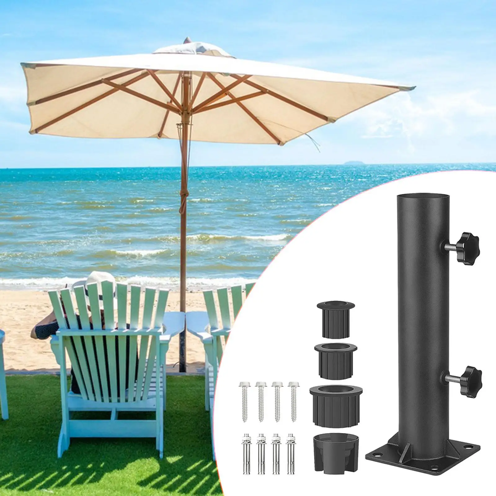 

Patio Umbrella Stand Heavy Duty Flagpole Holder for Porch Balcony Terrace