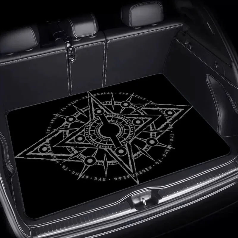 1pc Car Trunk Mat, Measuring 75X100, Featuring A Symmetrical Geometric Pattern, Made From Durable Material, Designed To Fit Most