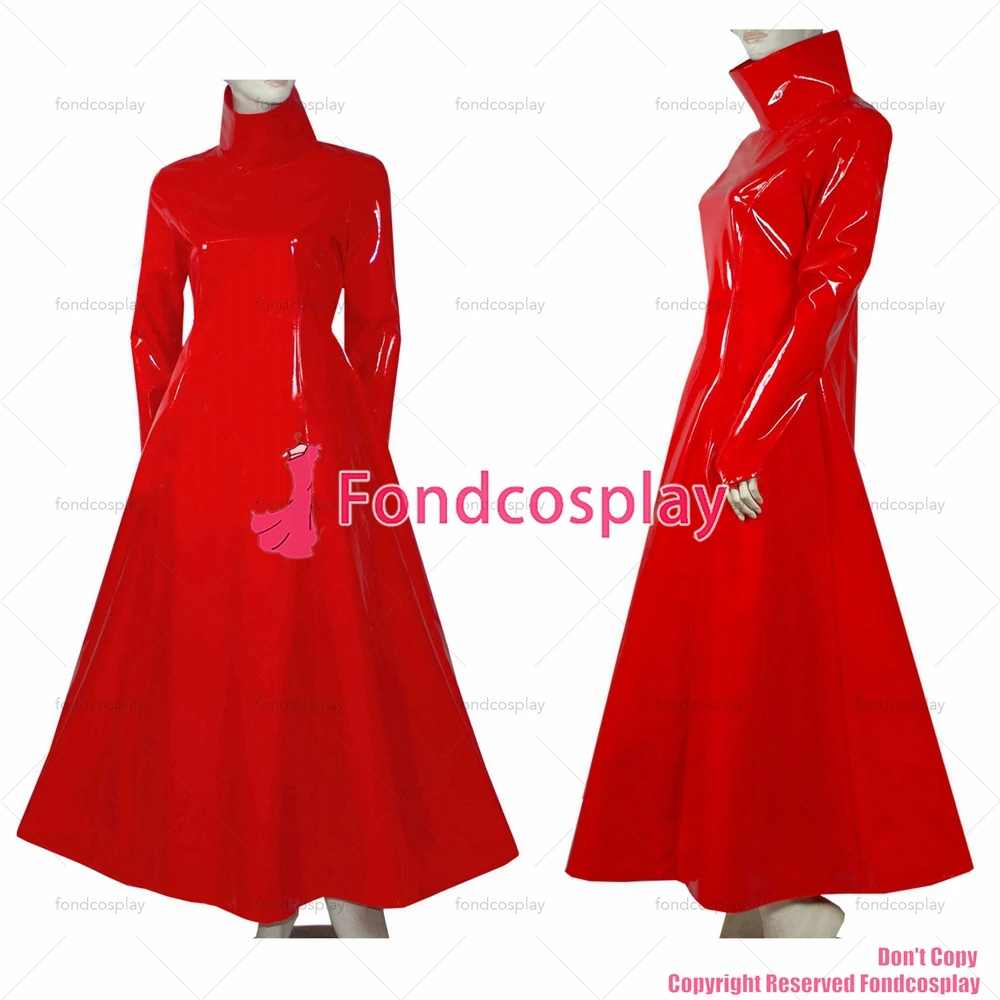 

Сексуальная одежда для взрослых с крестом fondcosplay, длинная Готическая Лолита, панк, красное тяжелые платья из ПВХ, костюм для косплея, CD/TV[G413]