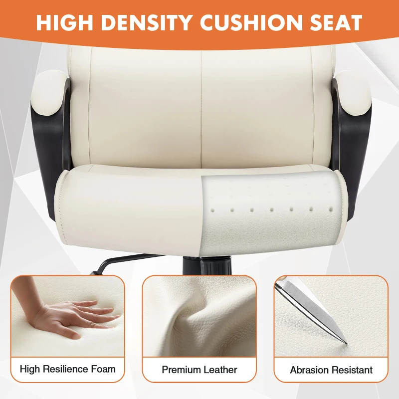 JHK PU Leather Ergonomic Padded Living Room Rocking Gaming Chairs Adjustable Height Rolling Swivel Wheel With Lumbar Support