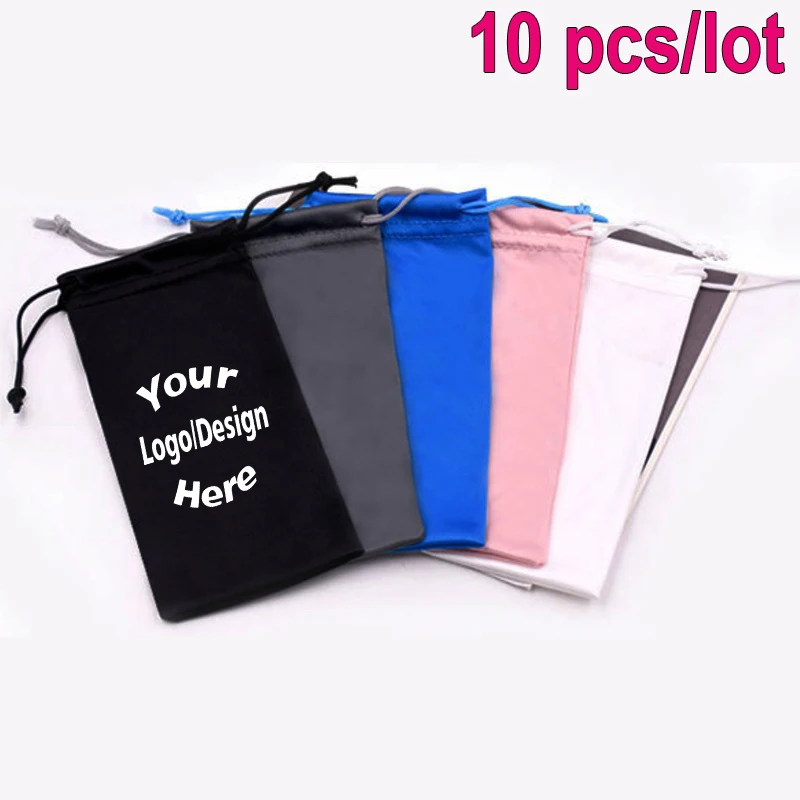 

10Pcs Customized glasses sunglasses bag storage bag drawstring bag gift bag printing your logo picture promotional gifts.