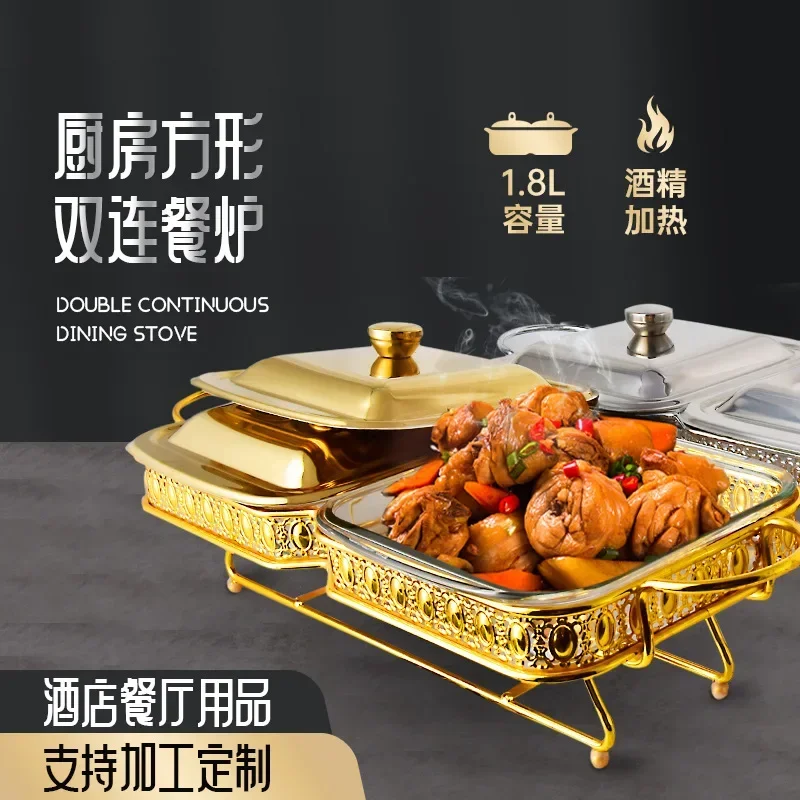 Luxury gold /stainless steel color chafing dishes buffet  stoves 1.8L glass  chafer food warmer