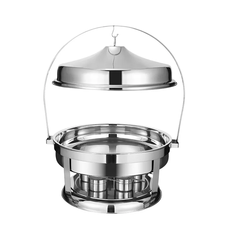 Steel Buffet Hotel Restaurant Hanging Cover Alcohol  Heating Container Buffy Round Insulation Furnace