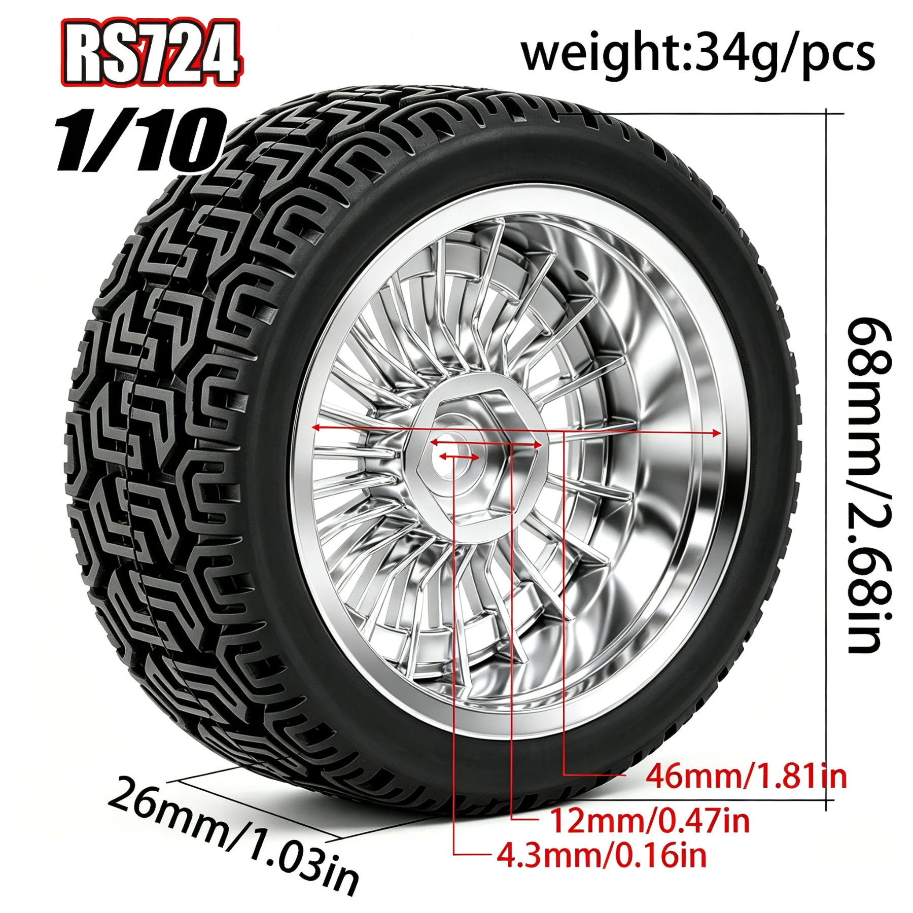 RED SPIDER 4Pcs 68mm 1/10 RC On-Road Racing Tires with Plastic Wheels 4Pcs RC Road Tyres for TT01 TT02  RC Car Accessories