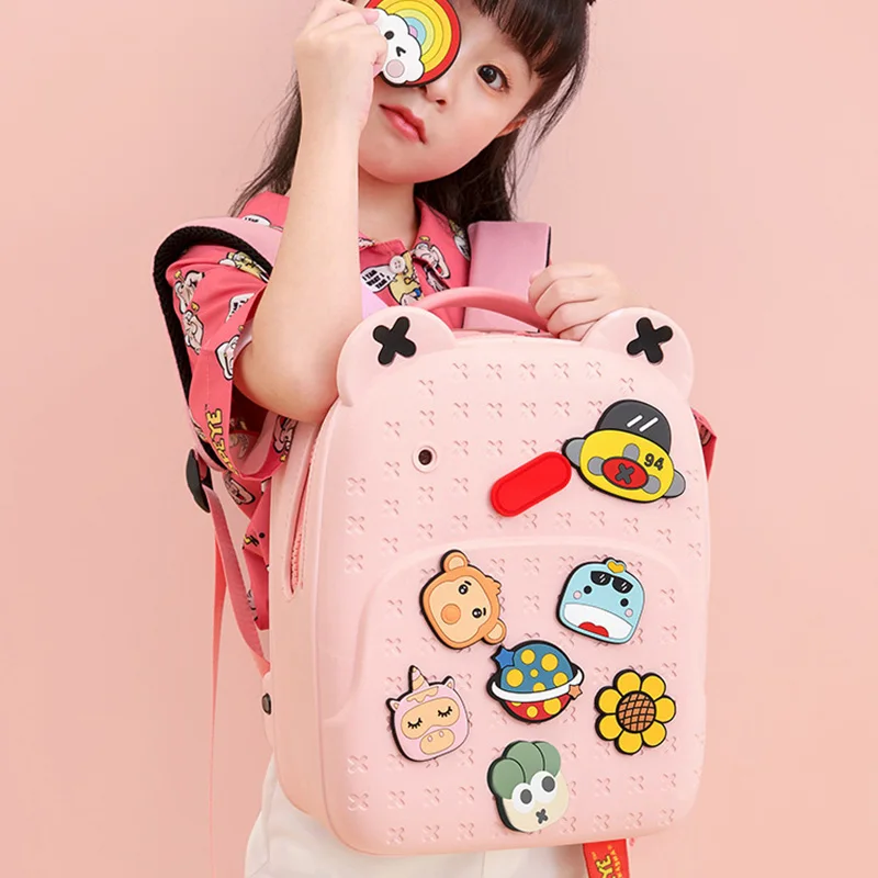 Kindergarten Kids Kawaii Backpacks for Girls Fashion DIY School Bags for Boys Waterproof Children Kids Cartoon Book Bag Gift