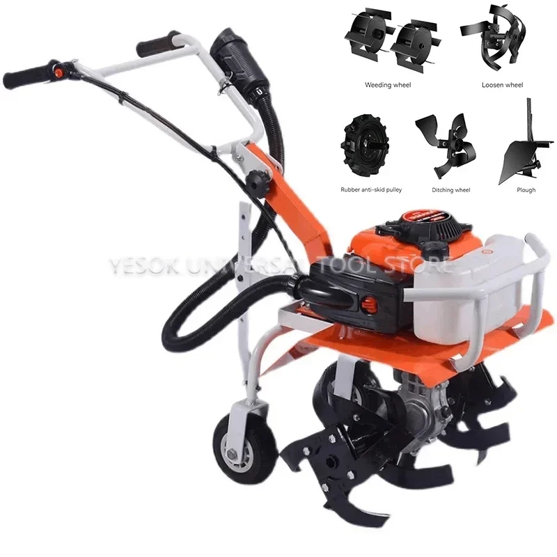 Micro-tillator Small Agricultural gaoline Rotary Tiller Home Hoe Weeding, Loosen Soil, Open Ditch, Plow