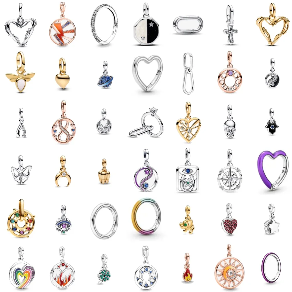 غرامة رواج صالح الأصلي لي سوار صغير 925 الفضة ثقب صغير لي سلسلة القلب الشمس النار حبة حلية حلقة DIY بها بنفسك مجوهرات اكسسوارات