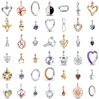 Fine vogue Fit Original Me Bracelet Small 925 Silver Small Hole Me Series heart sun fire bead Charm Ring DIY Jewelry Accessories