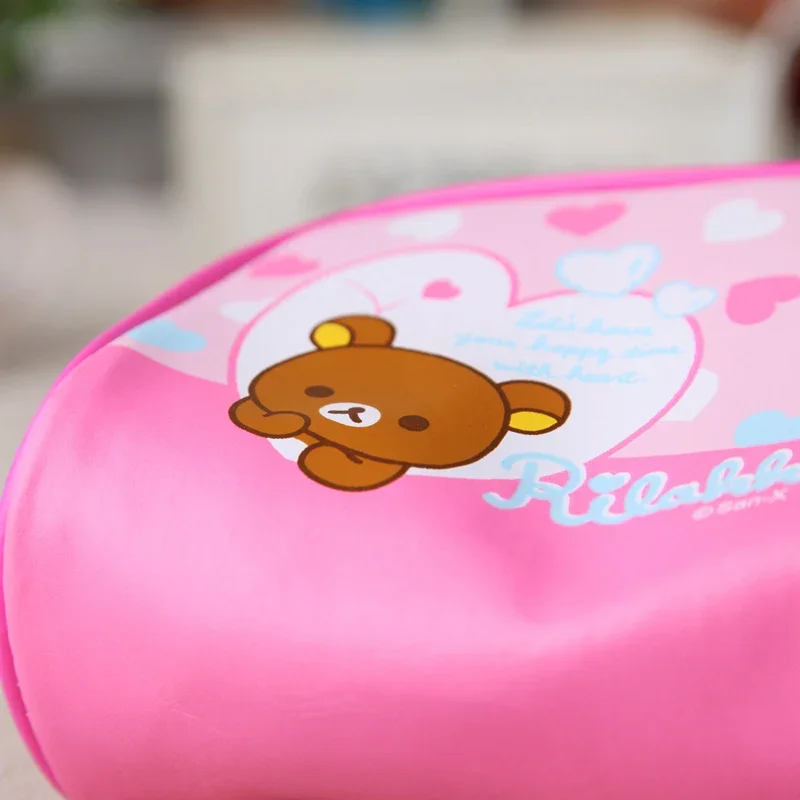 Cute Rilakkuma Makeup Bag Organizer Pink Leather Toiletry Storage Bag Cartoon Anime Make Up Cosmetic Bags Beauty Case