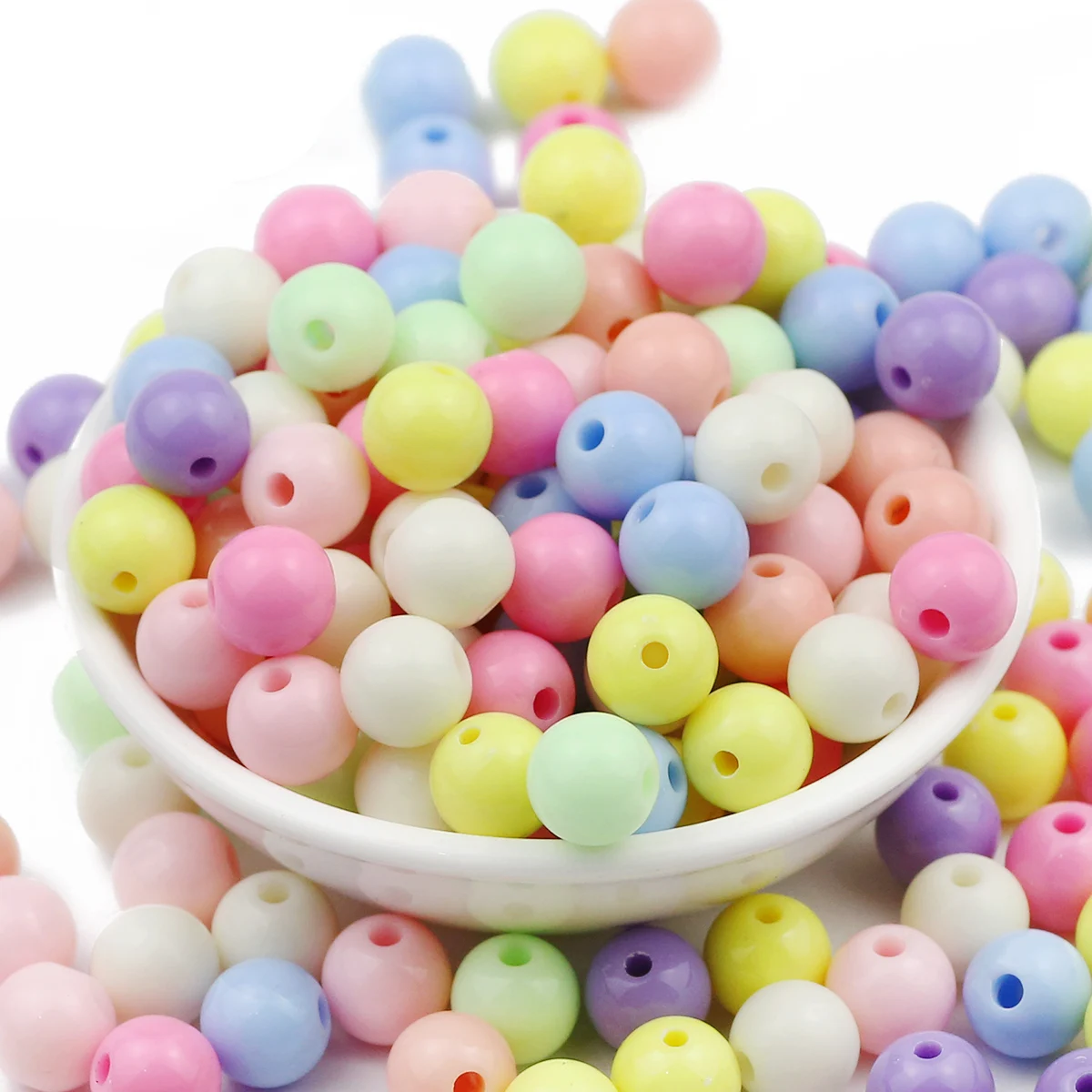 100-1000pcs Acrylic Candy-Colored Glossy Beads 4/6/8/10mm Round Spacer Loose Beads For DIY Bracelets Necklaces Jewelry Making