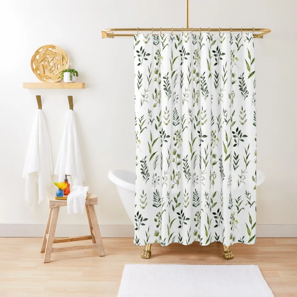 

Watercolor Greenery Shower Curtain Bathroom Decor Bathroom Accessorys Funny Shower Waterproof Bath And Anti-Mold Curtain