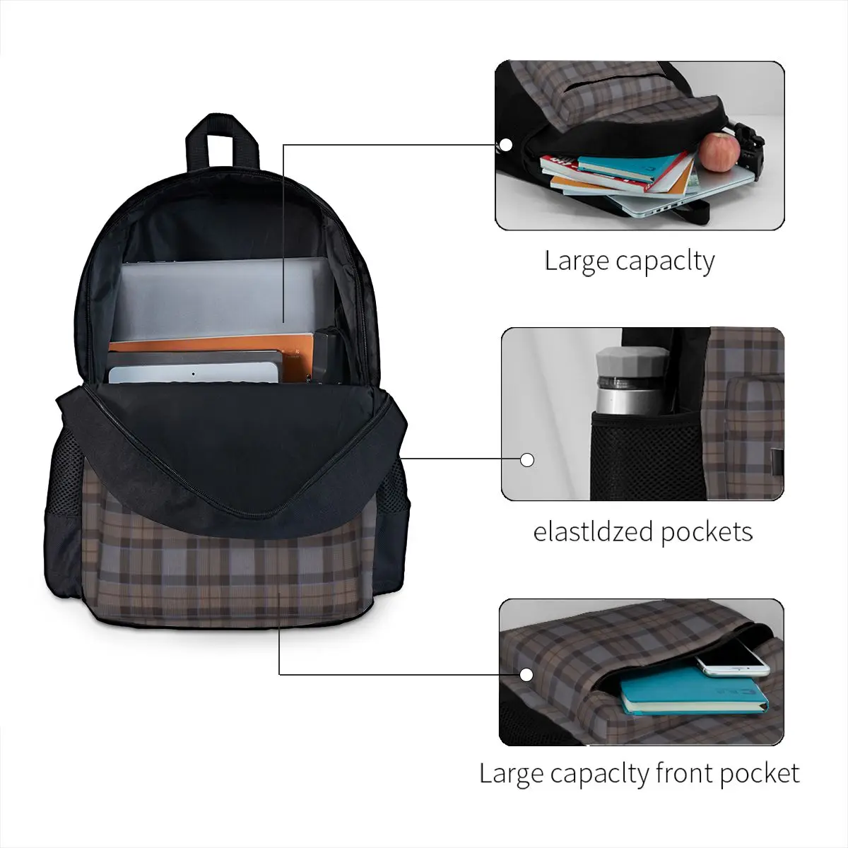 Outlander-Tartan-Fraser Tartan Mochilas para Meninos e Meninas, Estudantes Mochilas Escolares, Mochila Infantil, Mochila Para Laptop, Bolsa De Ombro