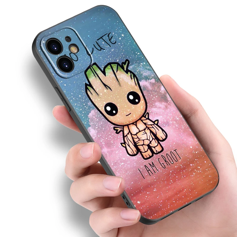 Marvel Cute Groot Black Phone Case For Samsung Galaxy S24 Ultra S23 Plus S21 FE S22 Ultra S20 FE 5G S10E S10 Lite S9 Plus Cover