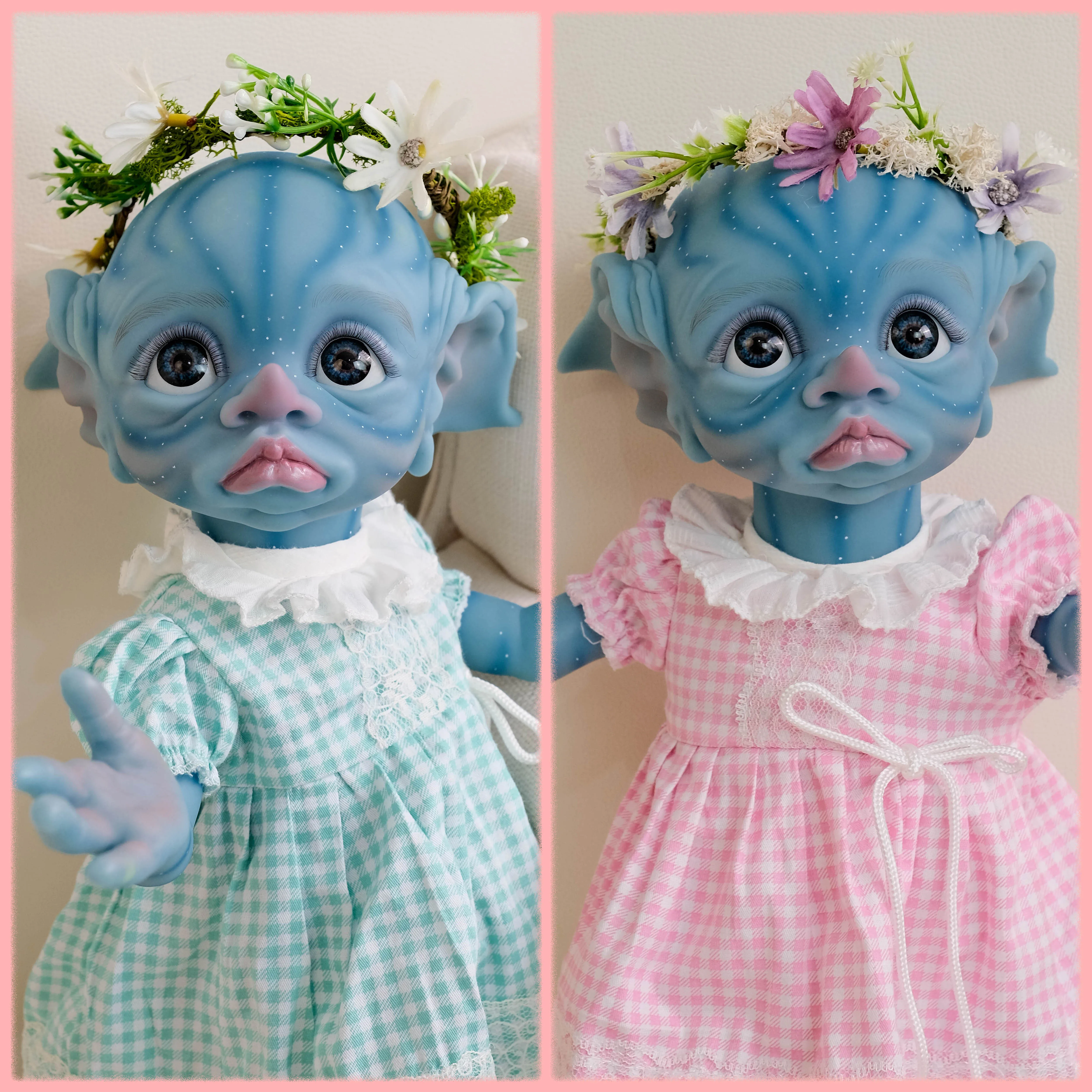 

16inch Tinky Blue skin Fairy Elf Baby Already Painted Finished Doll Full Body Soft Silicone Reborn Collectible Art Doll