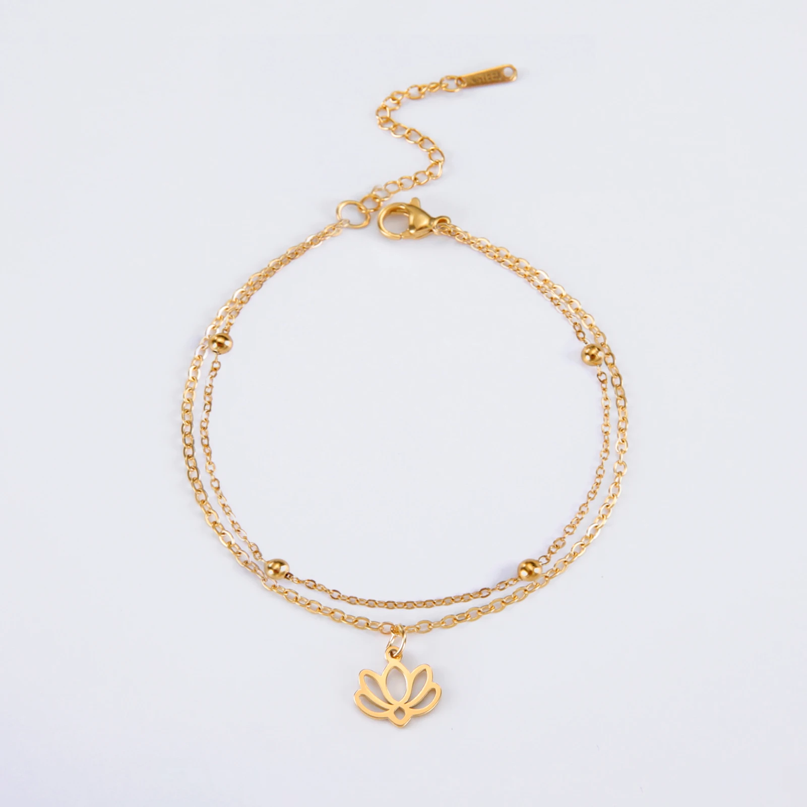 Kkjoy Mode Klassische Edelstahl Hohl Kleine Lotus Blume Armband Fußkettchen Für Frauen Trend Schmuck Party Geschenk Großhandel – Detail 14