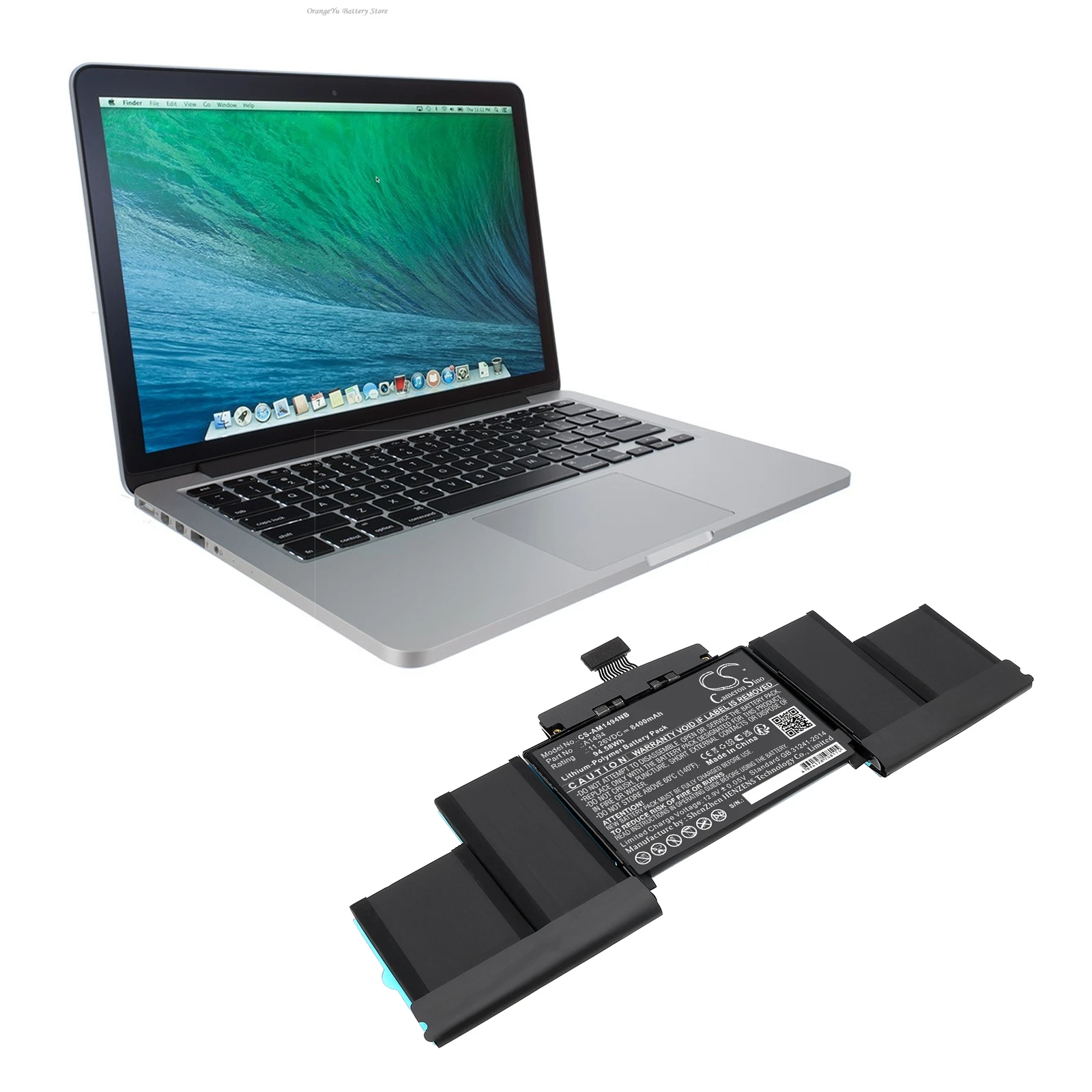 

11,26 В, 8400 мАч, аккумулятор для ноутбука A1494 для Apple MacBook Pro Retina Display 15 дюймов A1398, ME293, ME294, 15 дюймов, конец 2013 г.
