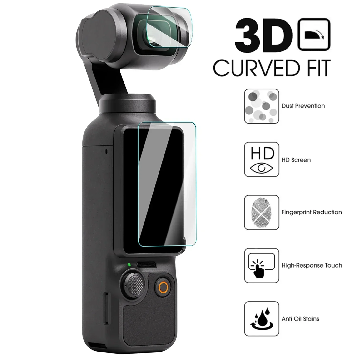 Camera Lens Tempered Glass for DJI Pocket3 Anti-Scrach Coverage Films Screen Protector For DJI Osmo Pocket 3 HD Protective Cover