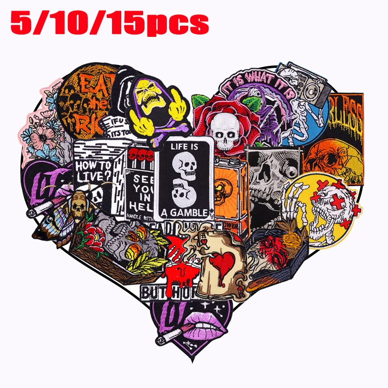 5/10/15pcs High Quality Random Punk Patch Embroidered Patche