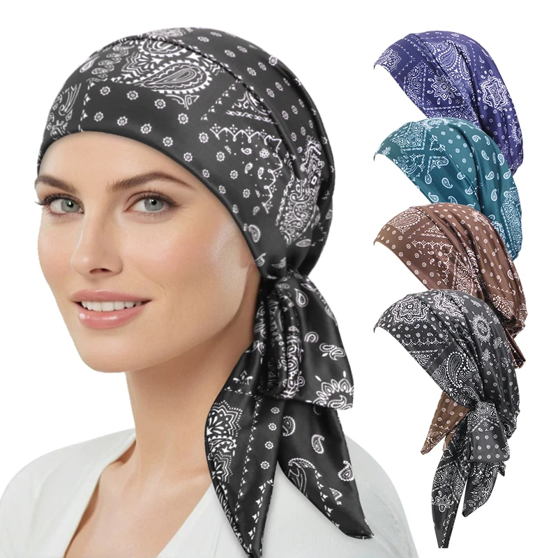 

Ladies' elastic Muslim women's headscarf Cashew flowers flutter with a head scarf headbands headscarves