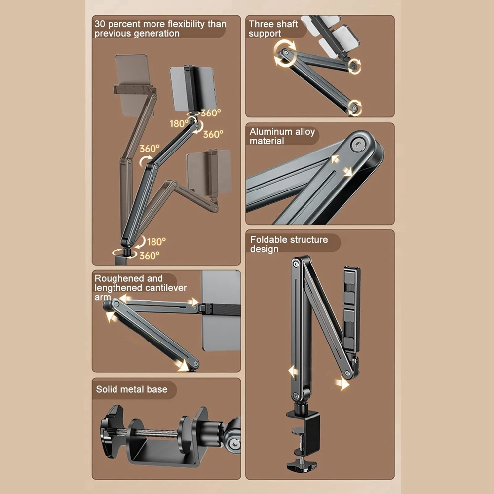 

Durable-Tablet Stand Aluminum Alloy Foldable 360 Rotation Compatible With 4.7-12.9Inch Tablet,Tablet Stand Aluminum Alloy Foldab