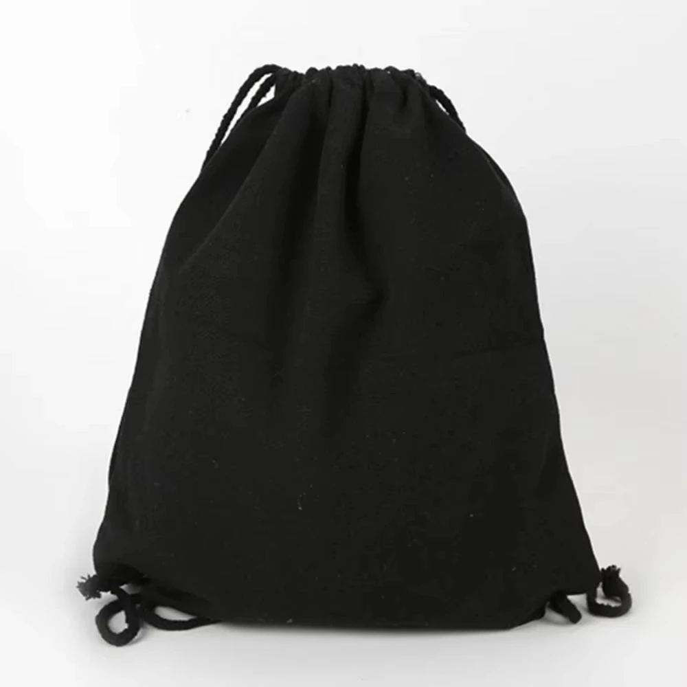 Canvas Bag Shoulders Drawstring Bundle Pockets Shopping Student Backpack Bag Cotton Pouch for Gym Traveling Storage Bag