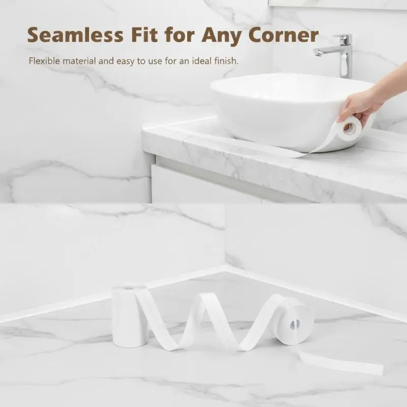 Self Adhesive Caulk Tape Waterproof Flexible Sealing Strip 4M for Bathroom Washbasin Kitchen Sink Toilet Gap