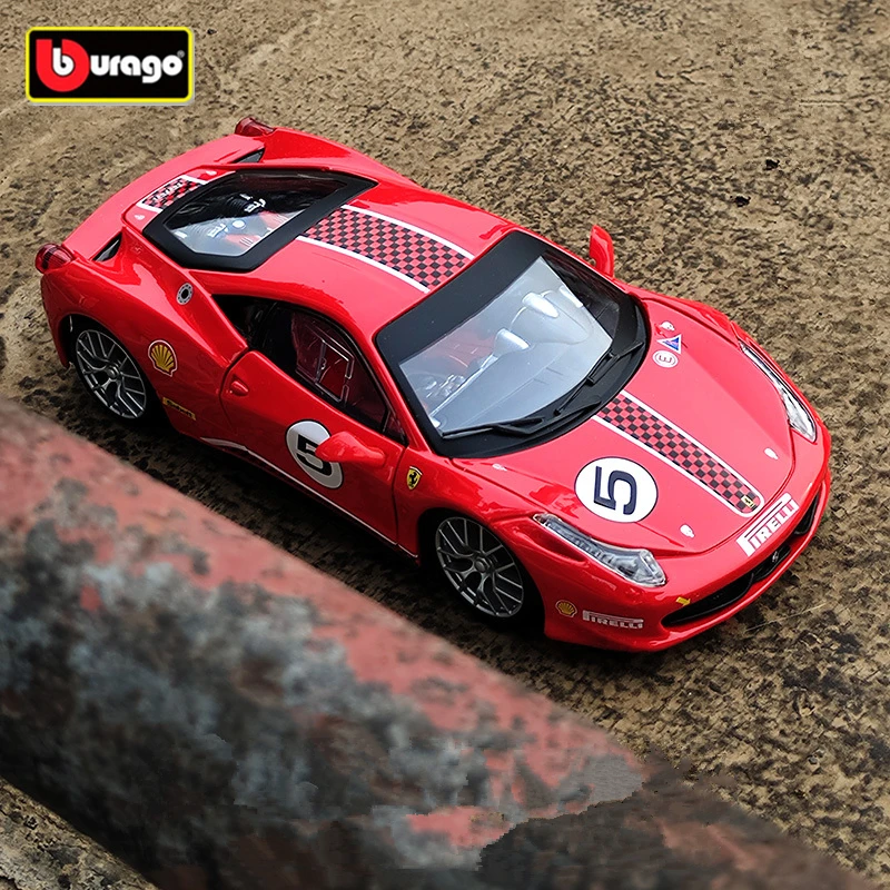 Bburago 1:24 Ferrari 458 Challenge Alloy Sports Car Model Diecast Metal Racing Car Vehicles Model Simulation Childrens Toy Gifts