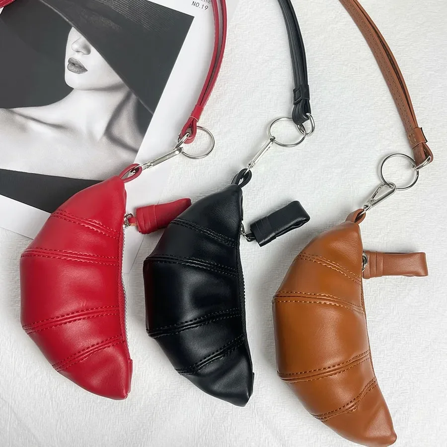 Mini Croissant Bag Women Small Dumpling Bag Coin Purse Clutch PU Leather Luxury Design Lipstick Wallet Hanging Key Bag Purses