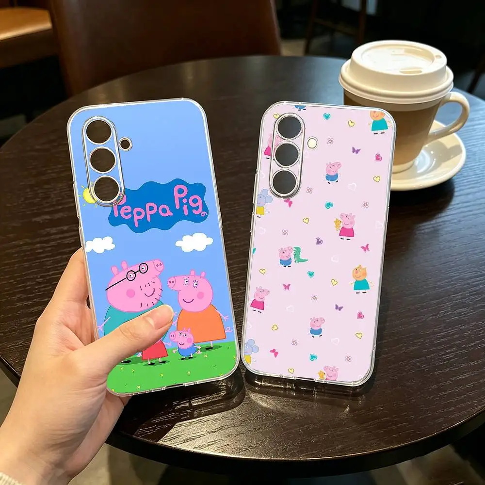 Capa de telefone cartoon p-pink peppa pig para samsunga10,12,20,21s,30,31,40,50,51,52,70,71, capa transparente