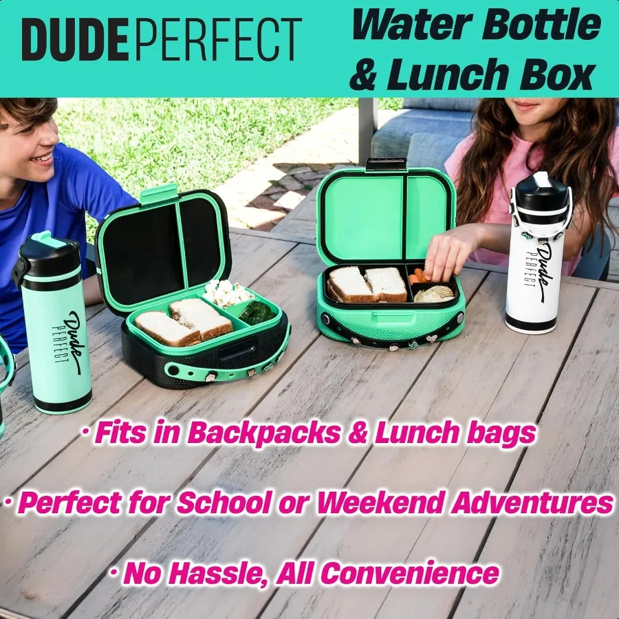 مجموعة زجاجة مياه وصندوق غداء مع صندوق بينتو ساحر نادر صينية داخلية قابلة للإزالة 24 أونصة من الفولاذ المقاوم للصدأ معزول NOGGZ لـ