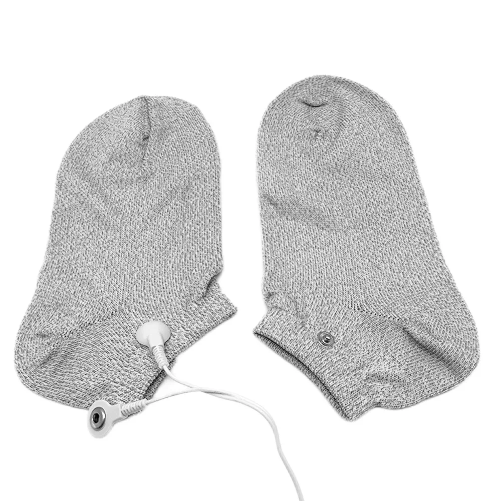 Conductive Silver Fiber Tens Electrode Socks Gloves EMS Electric Foot Massage Therapy Socks Cable for Digital Body Back Massager