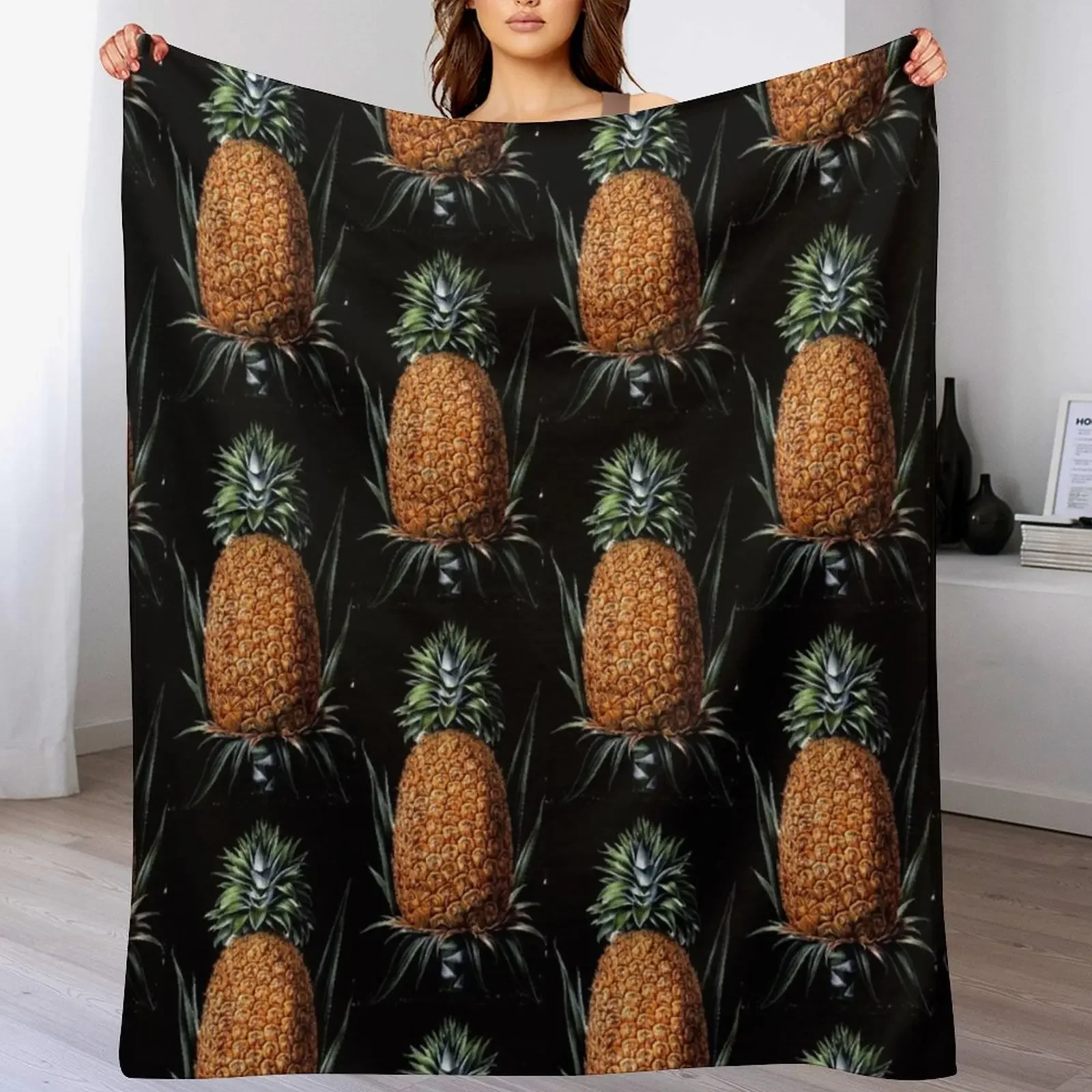 

Vintage Pineapple Print Throw Blanket Bed covers For Sofa Thin Plaid on the sofa christmas gifts Blankets