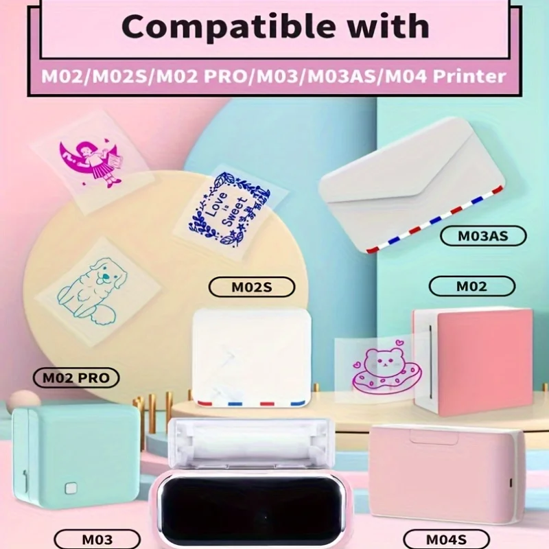 53mm Clear Thermal Paper Color Text on Transparent Background for T02/M02/M02s/M02Pro/M03/ Printers HD Decorative Sticker Labels