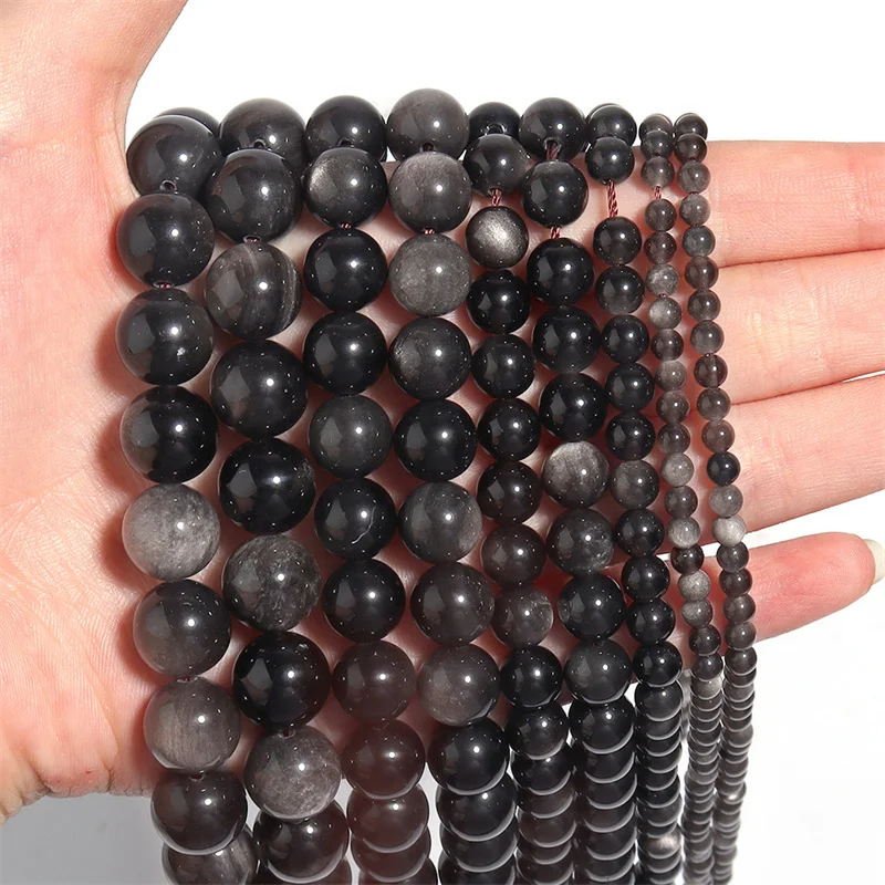 6/8mm Natural Stone Beads AAAAA Black Labradorite Gemstone Round Loose Beads For Jewelry Making DIY Charm Necklaces Bracelets