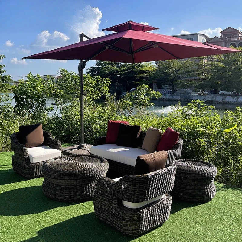 

Outdoor courtyard leisure sofa combination garden villa rattan table and chairs open-air terrace creative rattan furniture
