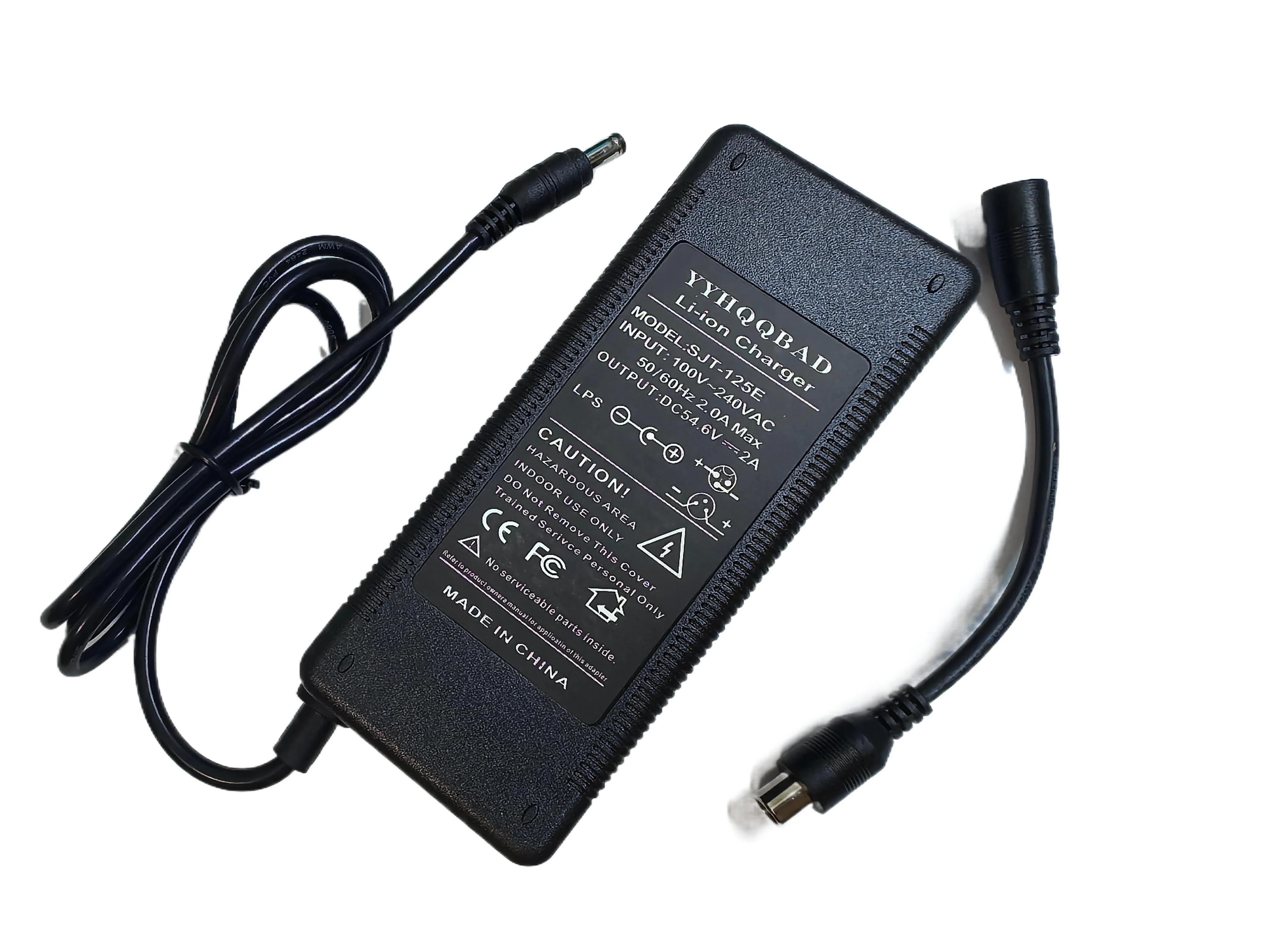 شاحن 54.6 فولت 2 أمبير لشاحن بطارية 48 فولت 2 أمبير مقبس/موصل لبطارية ليثيوم 48 فولت 13 ثانية