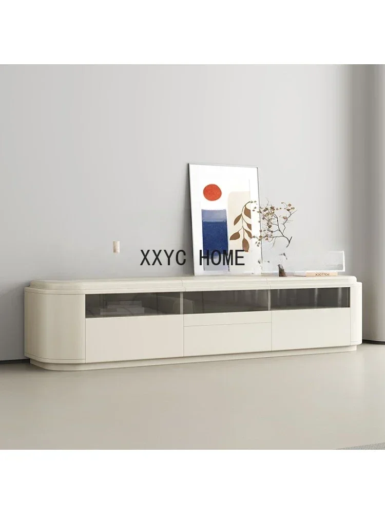 Italian Minimalist Solid Wood Silent Cream Style Coffee Table TV Cabinet Combination Living Room Electrical Locker