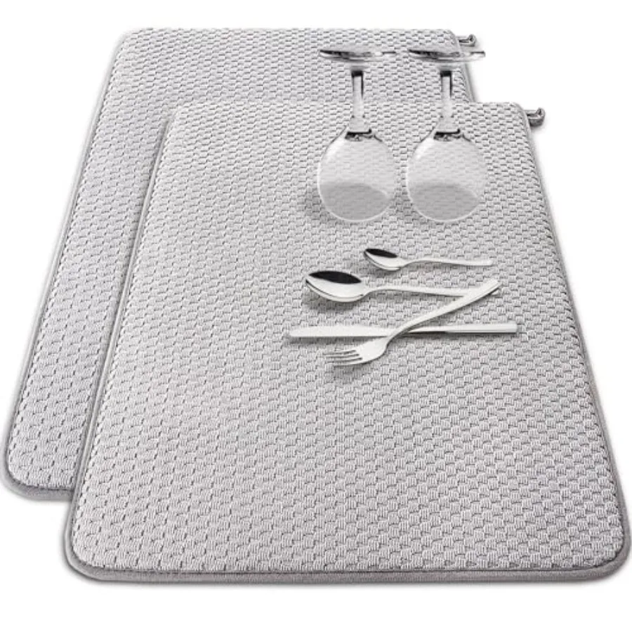 

2 Pack Microfiber Dish Drying Mat, 24 x 17 inch Super Absorbent Drying Pad, Large Size Dish Drying Mat for Countertops, Sinks,