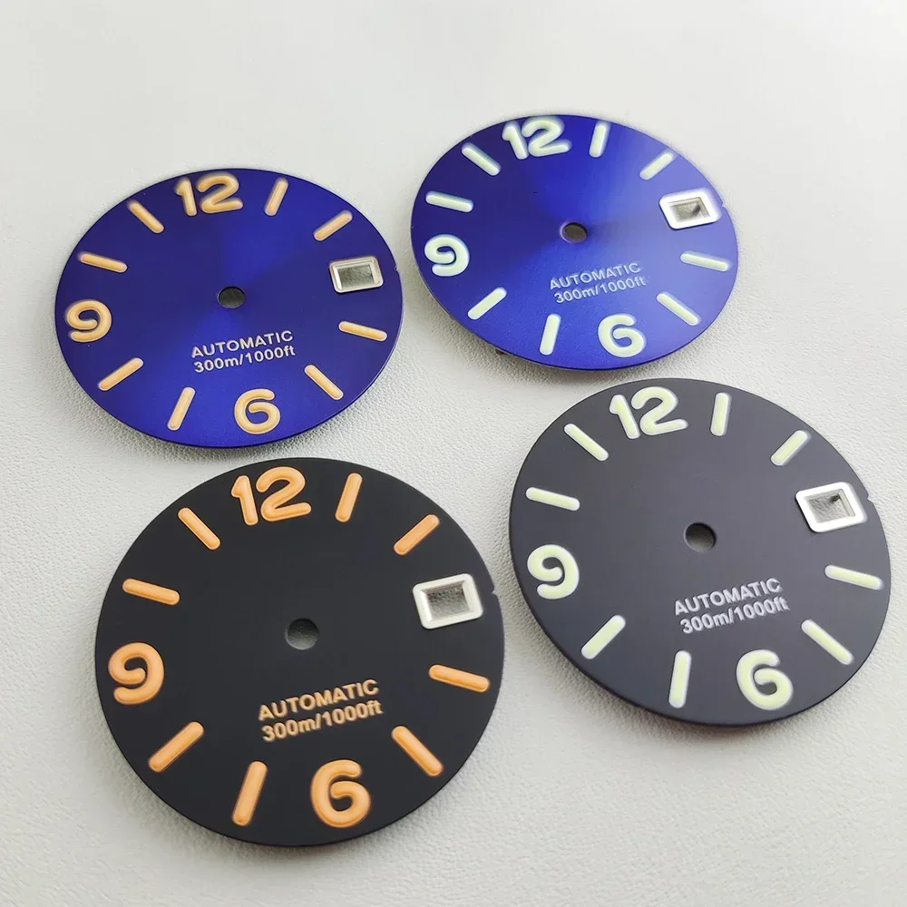 Диаметр часов 28,5 мм, циферблат NH35, S-циферблат, цифровые зеленые светящиеся детали для модификации часов для механизма NH35/NH36/4R/7S, новый DIY