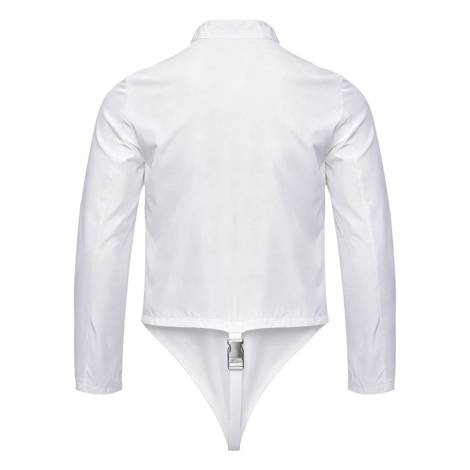 Men Fencing Bodysuit Uniform Long Sleeve Side Front Zipper Buckle Crotch Leotard for Competition Performance
