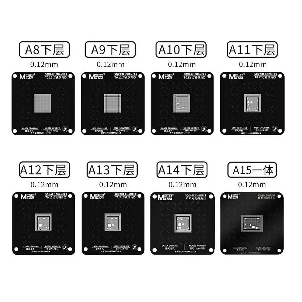 MaAnt A8-A15 Half Mask CPU Universal BGA Reballing Stencil Platform For iPhone 6 7 8 X 13 Pro Max Repair Tools Kit Planting