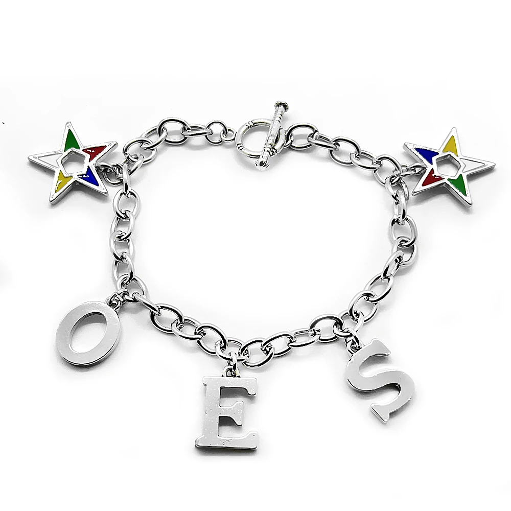 HOT order of the eastern star society symbol OES letter Pendant Handmade DIY chain bracelet