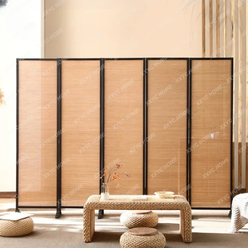 New Chinese Style Subareas Screens Folding Distressed Hallway Home Living Room Solid Wood Bamboo Mobile Simple