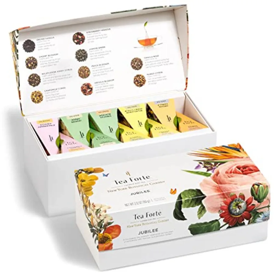 

Premium Presentation Box Gift Set Sampler, 20 Count, Assorted Blends Individually Wrapped Handcrafted Pyramid Infuser Bags, Jub