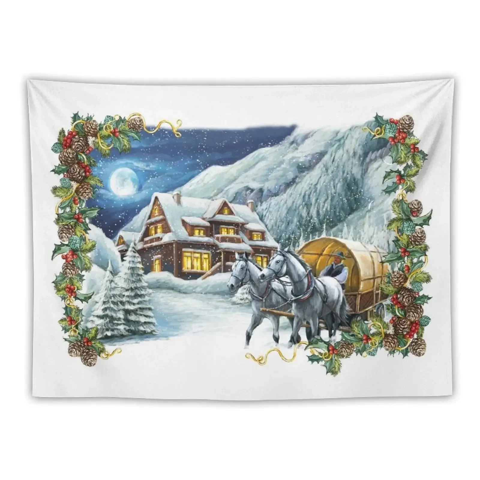 

Christmas Winter Scene Tapestry Aesthetics For Room Bedrooms Decor Tapestry